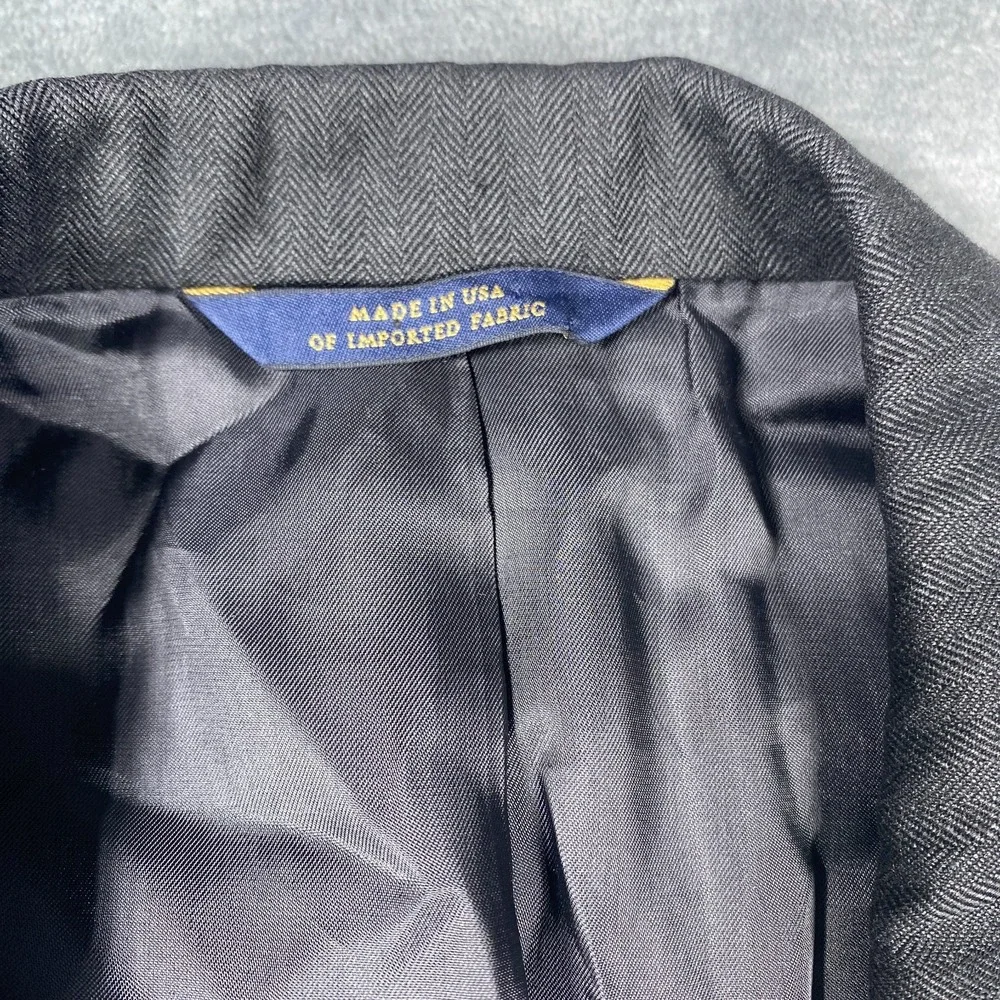 Brooks Brothers Blazer Mens 40L Gray Madison Herringbone Wool Union Made‎ USA